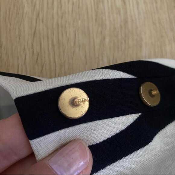 Escada Striped Dress Size 40 Bodycon Viscose Knit Corporate Chic - Picture 6 of 15